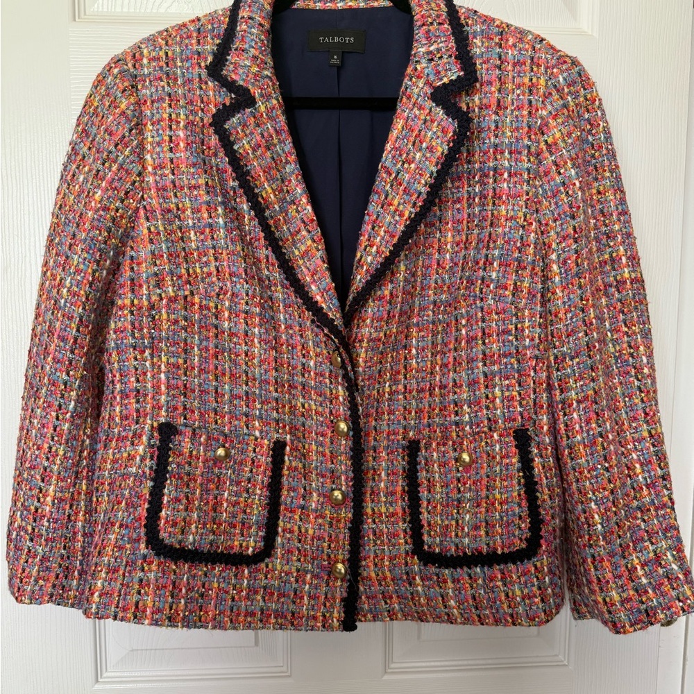 Talbots Red and Pink Tweed Blazer